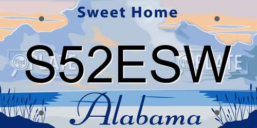S52ESW Alabama License Plate