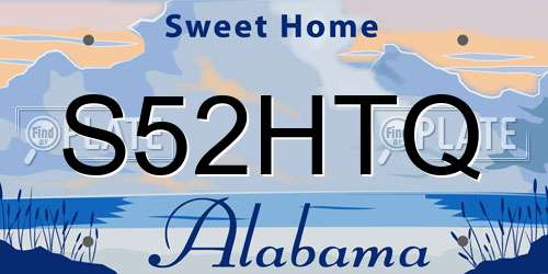 S52HTQ Alabama License Plate