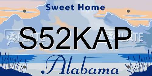 S52KAP Alabama License Plate
