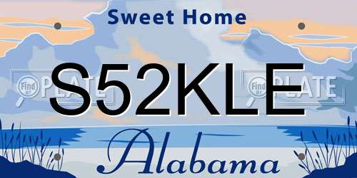 S52KLE Alabama License Plate
