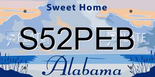 S52PEB Alabama License Plate