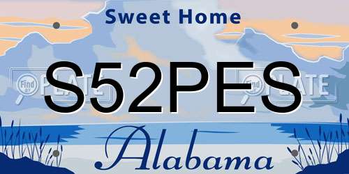S52PES Alabama License Plate