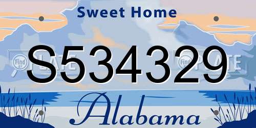 S534329 Alabama License Plate