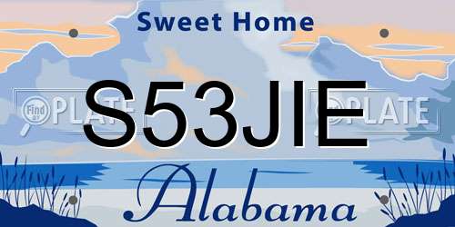 S53JIE Alabama License Plate