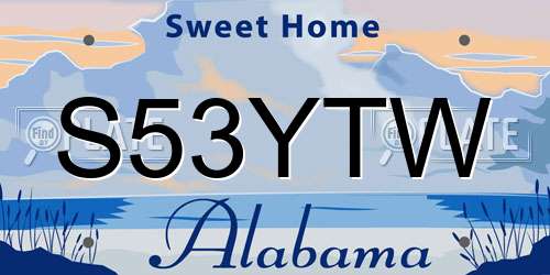 S53YTW Alabama License Plate
