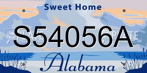 S54056A Alabama License Plate