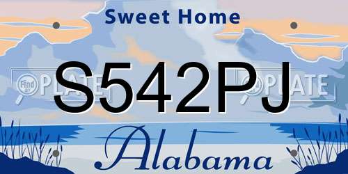 S542PJ Alabama License Plate