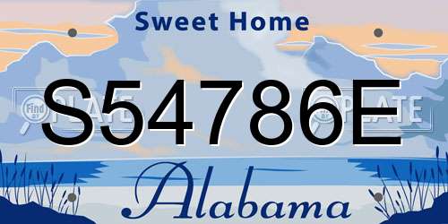 S54786E Alabama License Plate