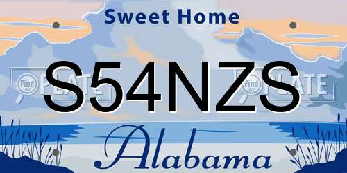S54NZS Alabama License Plate