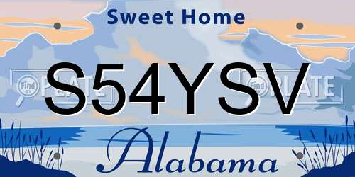 S54YSV Alabama License Plate