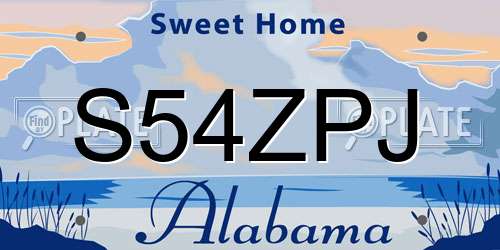 S54ZPJ Alabama License Plate