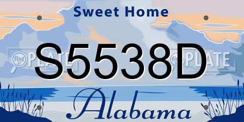 S5538D Alabama License Plate
