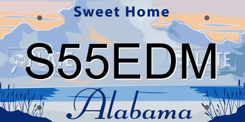 S55EDM Alabama License Plate