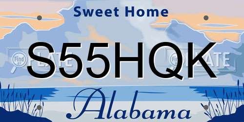 S55HQK Alabama License Plate