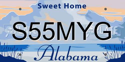 S55MYG Alabama License Plate