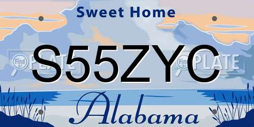 S55ZYC Alabama License Plate