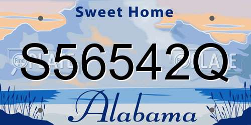 S56542Q Alabama License Plate