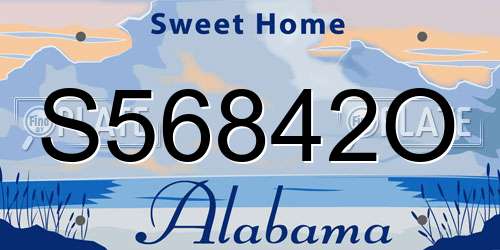 S56842O Alabama License Plate