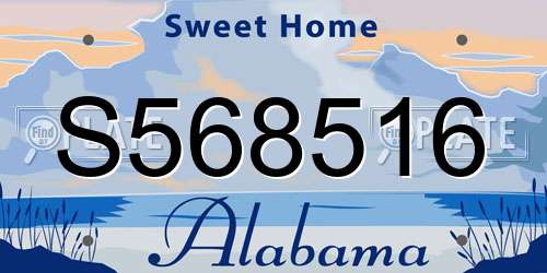 S568516 Alabama License Plate