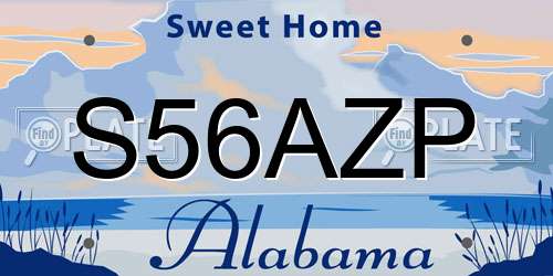 S56AZP Alabama License Plate