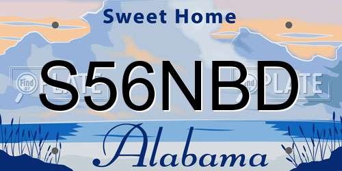 S56NBD Alabama License Plate