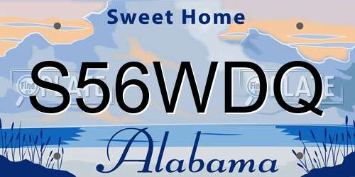S56WDQ Alabama License Plate
