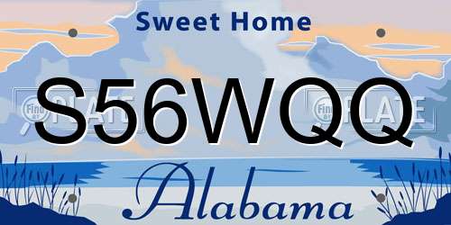 S56WQQ Alabama License Plate