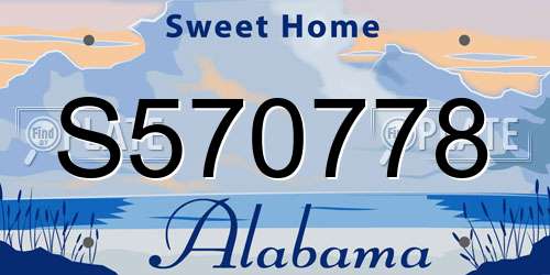 S570778 Alabama License Plate