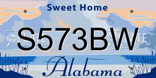 S573BW Alabama License Plate