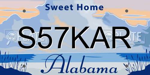 S57KAR Alabama License Plate