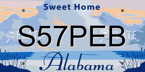 S57PEB Alabama License Plate