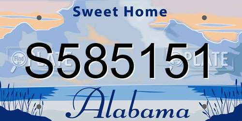 S585151 Alabama License Plate