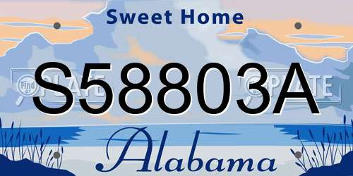 S58803A Alabama License Plate