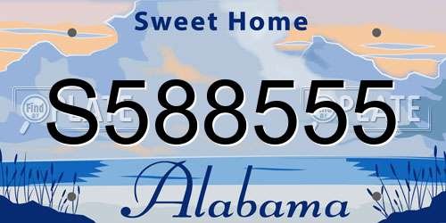 S588555 Alabama License Plate