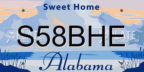 S58BHE Alabama License Plate