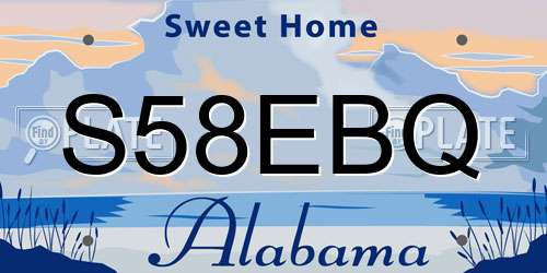 S58EBQ Alabama License Plate