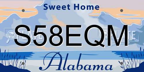 S58EQM Alabama License Plate