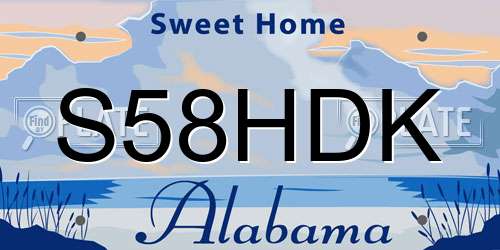 S58HDK Alabama License Plate