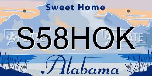 S58HOK Alabama License Plate