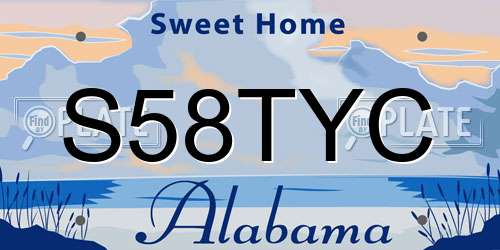 S58TYC Alabama License Plate