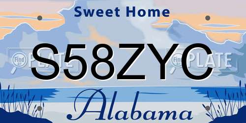 S58ZYC Alabama License Plate