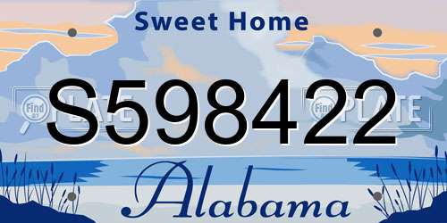 S598422 Alabama License Plate