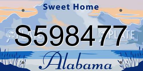 S598477 Alabama License Plate