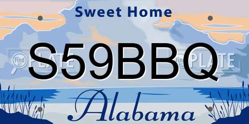S59BBQ Alabama License Plate