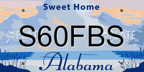 S60FBS Alabama License Plate