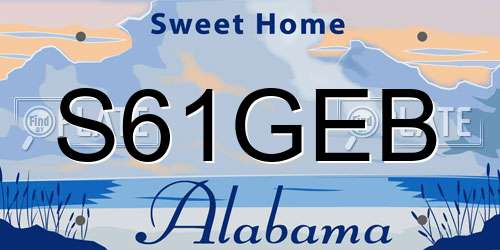 S61GEB Alabama License Plate