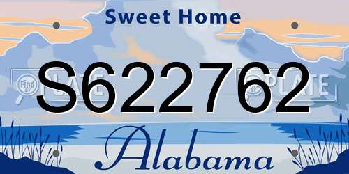 S622762 Alabama License Plate