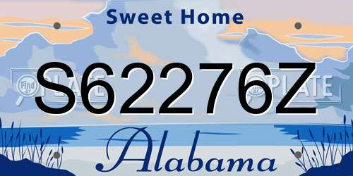 S62276Z Alabama License Plate