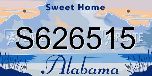 S626515 Alabama License Plate