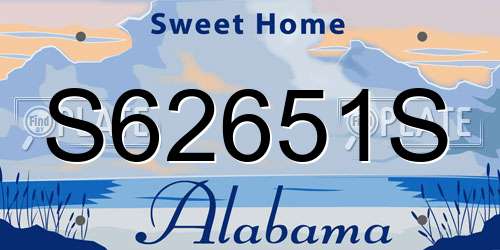 S62651S Alabama License Plate
